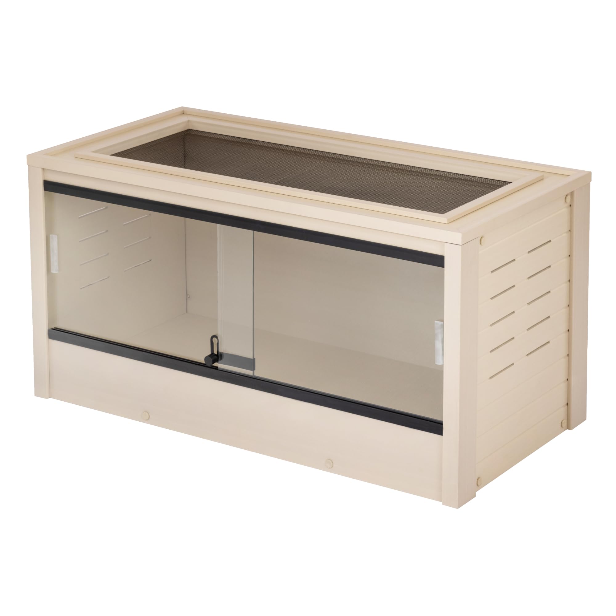 Photo 1 of ** MISSING PARTS / NO RETURN / UNTESTED *** New Age Pet ECOFLEX 36" Wide Medium Reptile Habitat, Mojave Lounge for Snakes, Tortoises & Lizards in Maple, Black & Grey, Easy Assembly, Sliding Glass Doors & Mesh Top