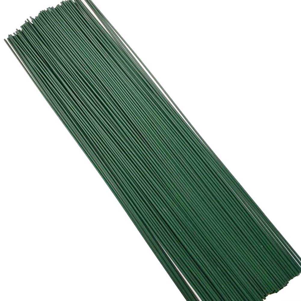 Florist Wire Green Florists Thick Stub Stem Floristry Cut Wire Floral Plant Stakes 16" - 50 Pcs Artificial Flower Handmade DIY Craft (50PCS)