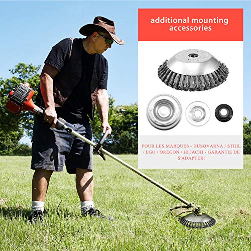 Viabrico Weeding Brush Head for Brush Cutter, with Locknut 8 Inch Steel Wire Weeding Tray