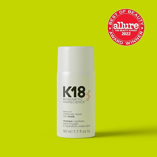 K18 FULL-SIZE LEAVE-IN MOLECULAR HAIR MASK, REPAIRS DRY OR DAMAGED HAIR, REVERSE HAIR DAMAGE FROM BLEACH, COLOR, CHEMICAL SERVICES & HEAT