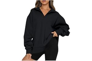HYAERGF Quarter Zip Pullover Women Oversized Sweatshirt For Women Comfort Colors Striped Long Sleeve Shirts Tops Fall Outfit