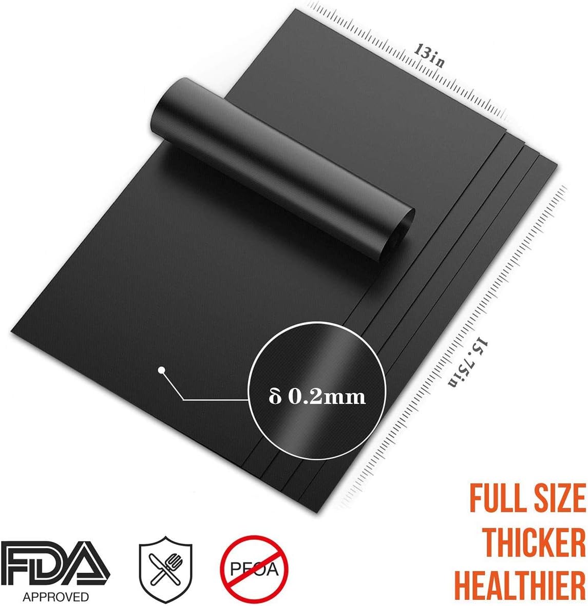 Ankier BBQ Grill Mat, Set of 8 Non Stick BBQ Baking Mats Reusable for Charcoal Gas or Electric Grill, Easy to Clean - Image 3