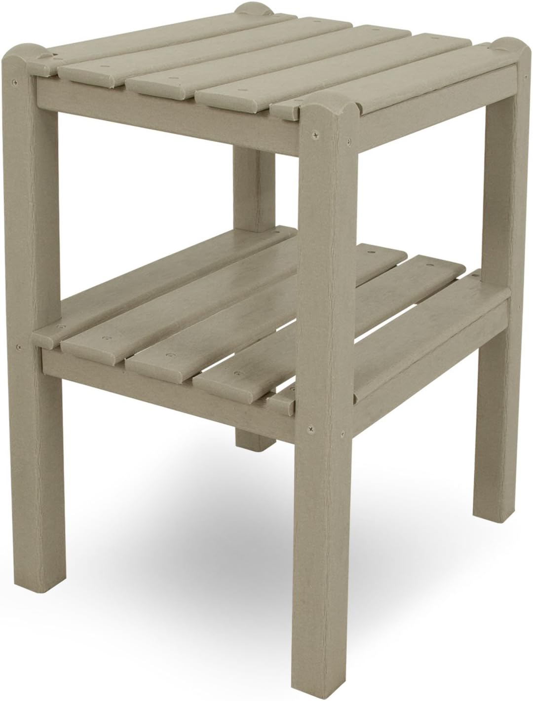POLYWOOD TWSTGY 2-Shelf Side Table, Slate Grey : Patio Side Tables : Garden & Outdoor