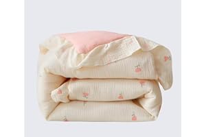 CLoucl 100% Cotton Muslin Crib Comforter/Quilt,Ultra Soft Cozy Reversible Baby Blanket,All Season Toddler Blankets for Boys and Girls, Machine Washable,41"x48"