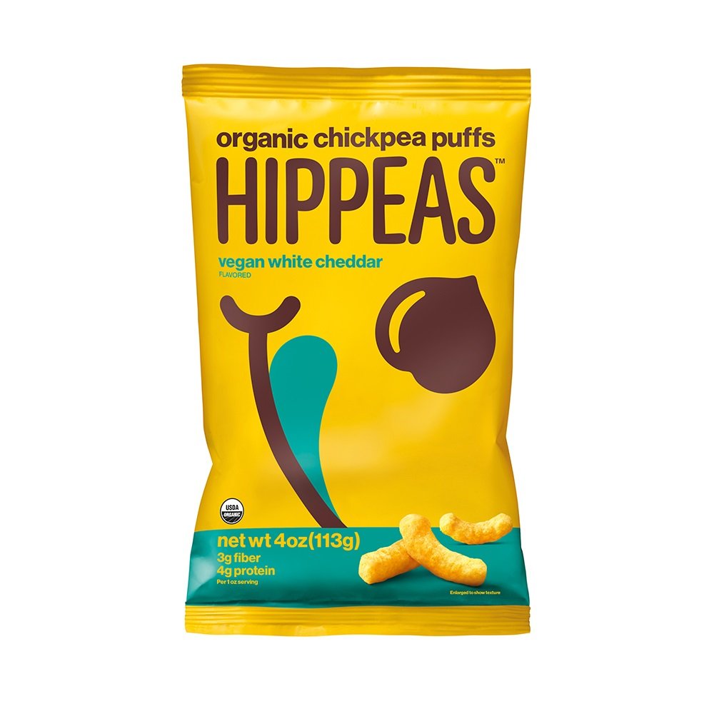 HIPPEAS Organic Chickpea Puffs + Vegan White Cheddar | 4 Ounce (Pack of 12)| Vegan, Gluten-Free, Crunchy, Protein Snacks