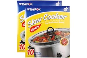 WRAPOK Slow Cooker Liners Kitchen Disposable Cooking Bags BPA Free for Oval or Round Pot, Large Size 13 x 21 Inch, Fits 3 to 8.5 Quarts - 2 Pack (20 Bags Total)
