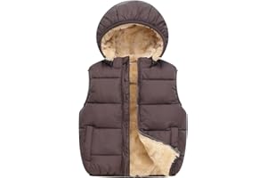 YAGATA Toddler Puffer Vest Boys Girls Fleece Vest Puffy Toddler Boy Sleeveless Jacket Coat with Removable Hood