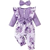 Aoswep Newborn Baby Girl Clothes Jumpsuits Clothes Long Sleeve Rompers