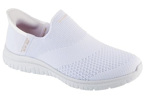 Skechers Women's Virtue Sleek Sneaker, White Knit, 6 UK