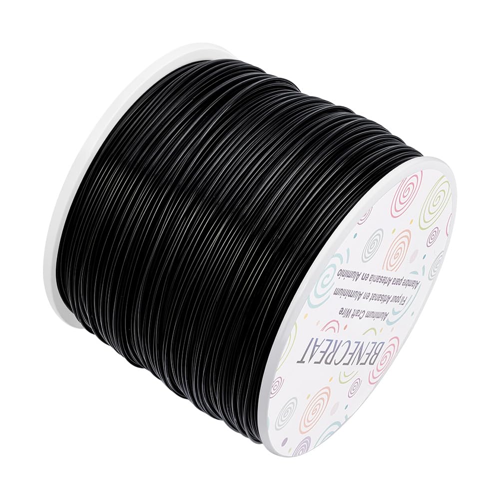 BENECREAT 20 Gauge (0.8mm) Aluminum Wire 770FT (235m) Anodized Jewelry Craft Making Beading Floral Colored Aluminum Craft Wire - Black — image 1