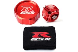 MOWOK For Suzuki GSX-R Gsxr 600 750 1000 GSX-R750 gsx-r600 gsx-r1000 Motorcycle Front Brake Fluid Reservoir Protection Cover and Reservoir cap sock Oil filler cap (Red)