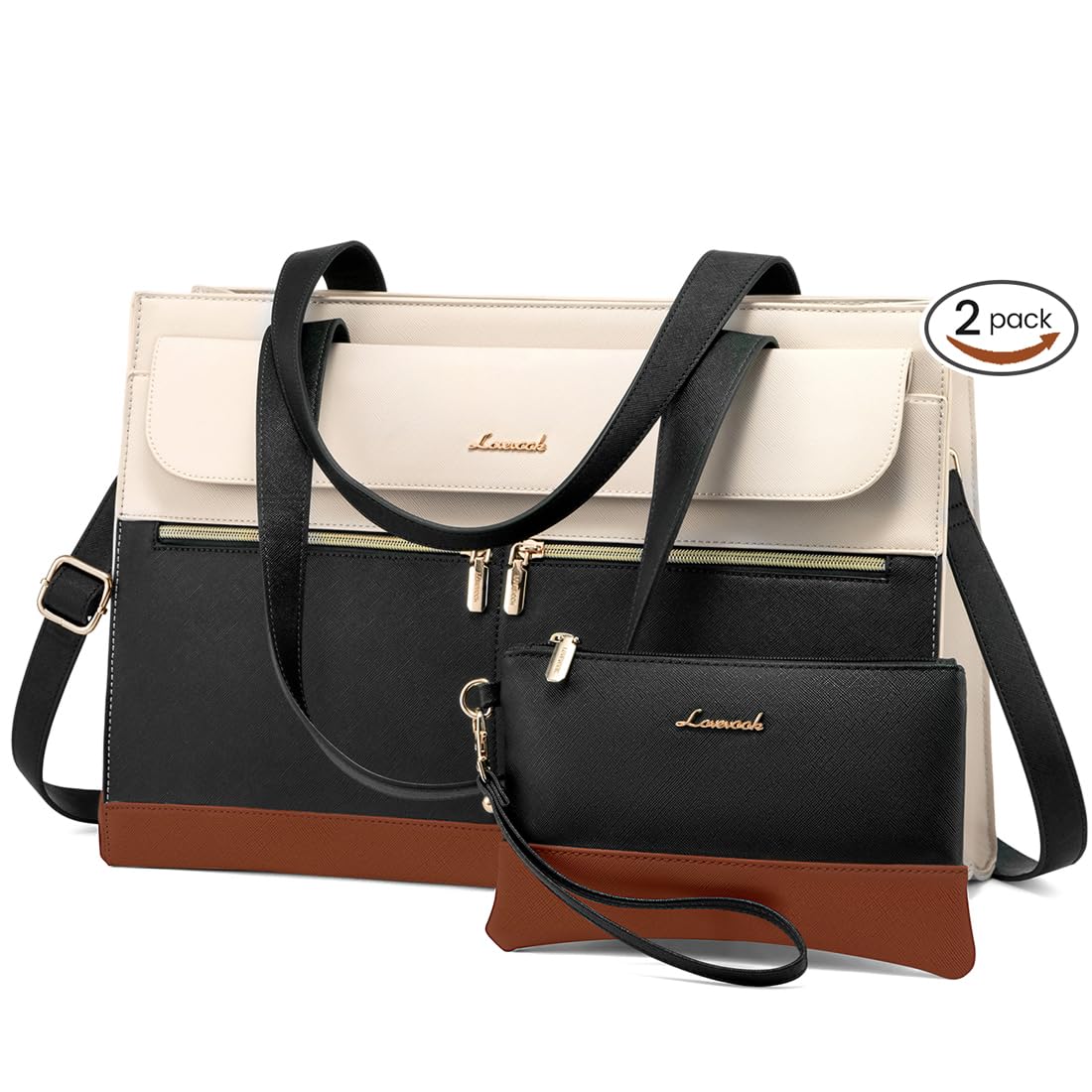 Photo 1 of LOVEVOOK Laptop Bag for Women 15.6 Inch Laptop Tote Work Bag Professional Leather Computer Briefcase Waterproof Handbag Shoulder Bag Large Capacity Business Teacher Office Bag Crossbody Purse