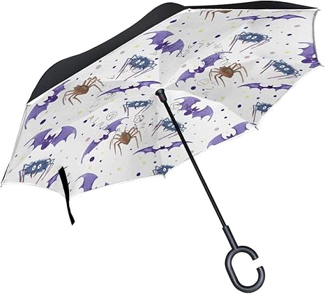 Amazon 逆転傘 コウモリ 蜘蛛 かわいい 手離れc型手元 車用 ビジネス用 Uvカット 撥水加工 晴雨兼用 梅雨対策 二重生地 自立傘 長傘 耐風 遮光遮熱 男女兼用 逆さ傘 Fchoq 長傘 通販