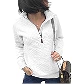 Barlver Womens Fashion Quarter Zip Stand Collar Sweatshirts Long Sleeve Plain Casual Ladies Pullovers Shirts Tops