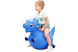 ZOOJOY Bouncy Dinosaur Hopper, Inflatable Dino Bouncing Animal for Toddlers, Indoor Outdoor Ride On Bouncing Horse W/Pump, Hopping Toys Gift for 3 4 5 6 7 8 Year Old Boy Girl（Navy Blue）