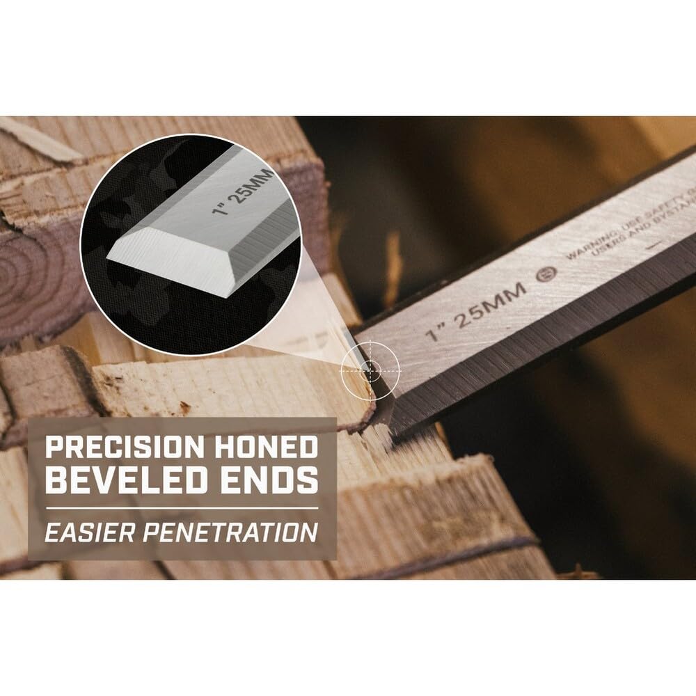 Spec Ops Tools Wood Chisel, 1/2" Blade, High-Carbon Steel Blade,...