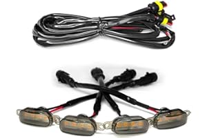 SWQS 4 PCS Grille Lights for Trucks, Amber LED Lights with Wiring Harness, Waterproof Car Front Grille Raptor Style Trim Lamp