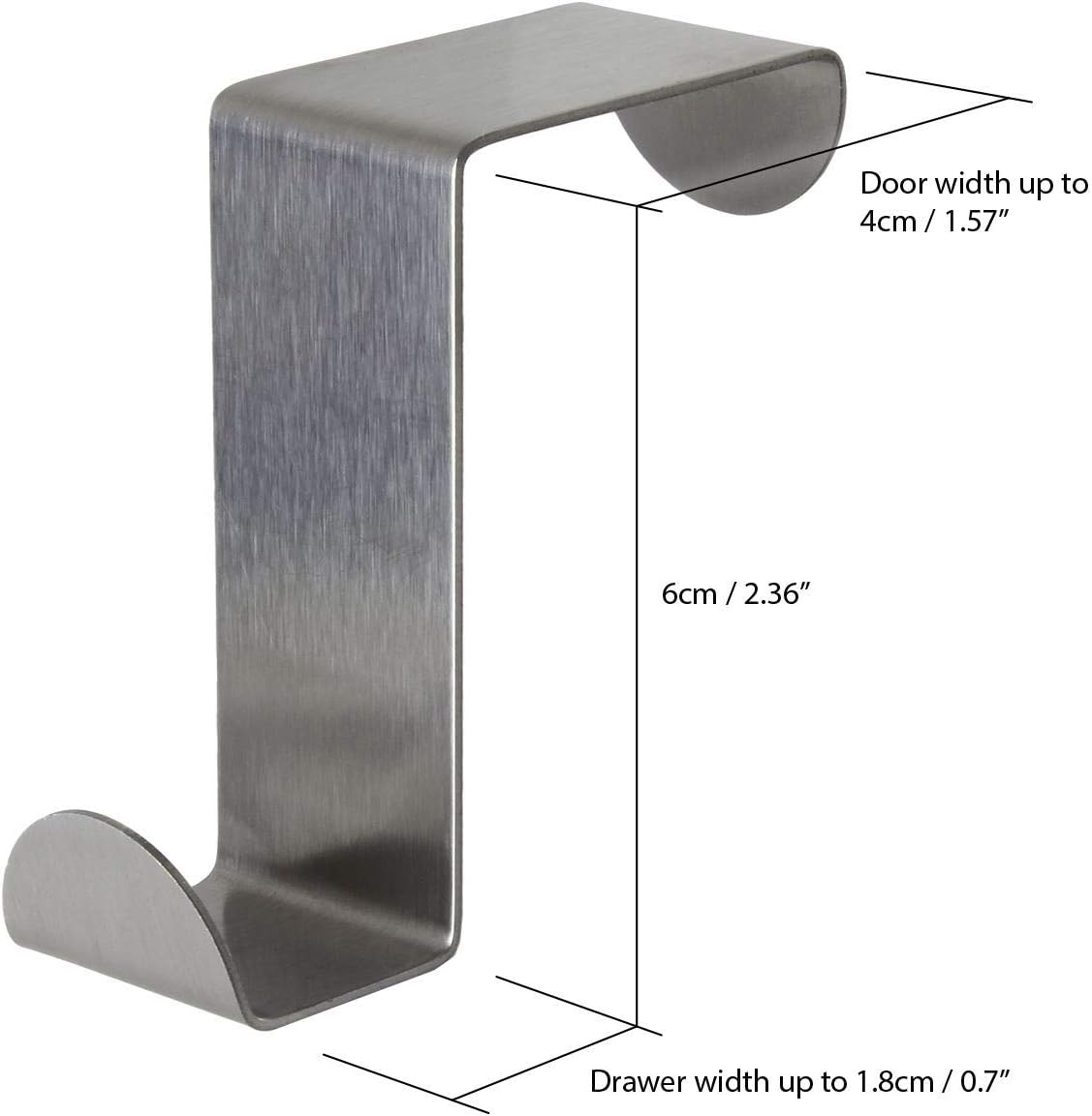 igadgitz home U6895 Pack of 2 Stainless Steel Over Door Hooks Reversible Hangers for Cupboard Cabinet Drawer Kitchen Bathroom etc - Image 3