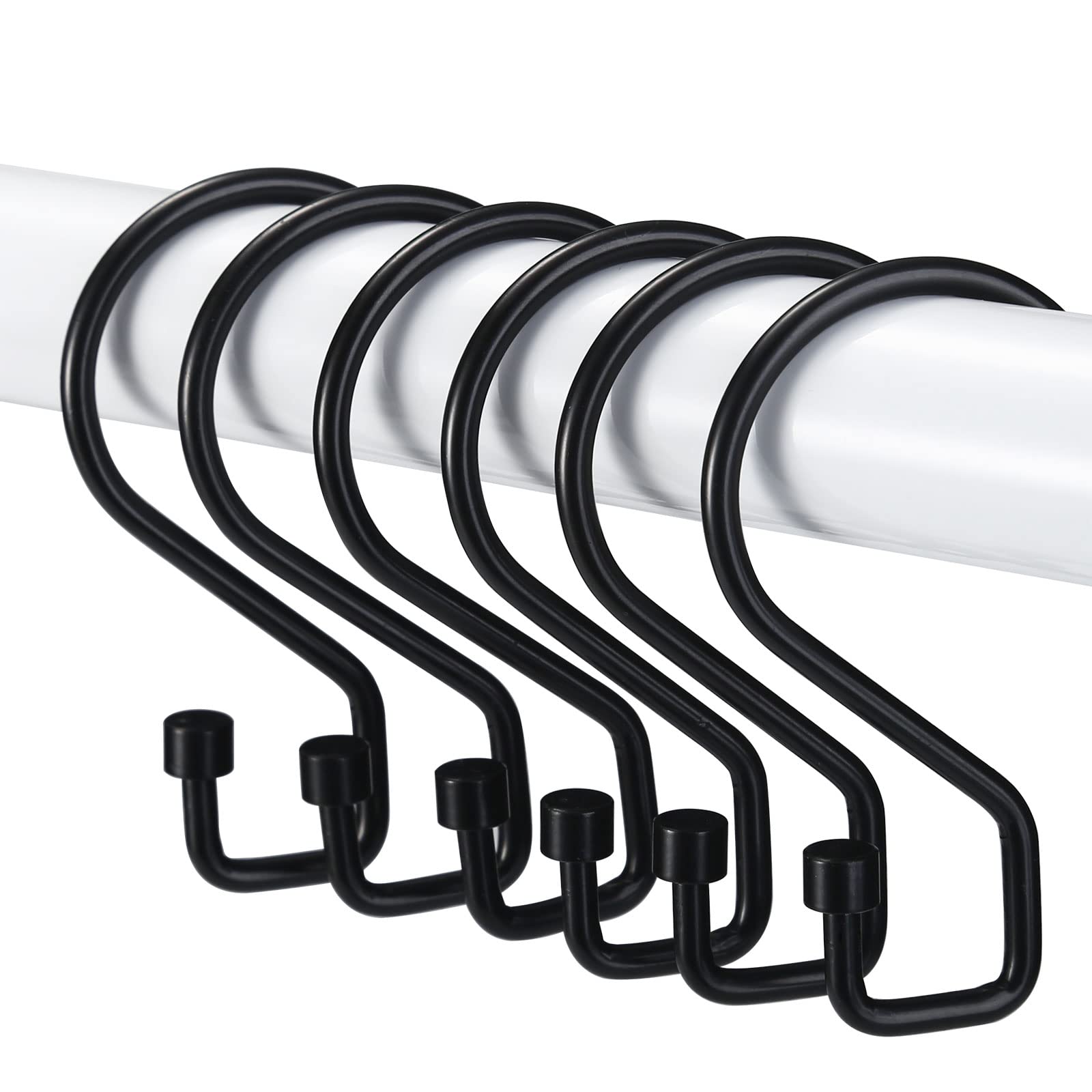 Photo 1 of Goowin Shower Curtain Hooks, 12 Pcs S Shape Shower Curtain Rings, Rustproof Black Shower Curtain Rings, Multi-Functional Shower Hooks for Shower Curtain, Kitchen Utensils, Clothing, Towels, Black