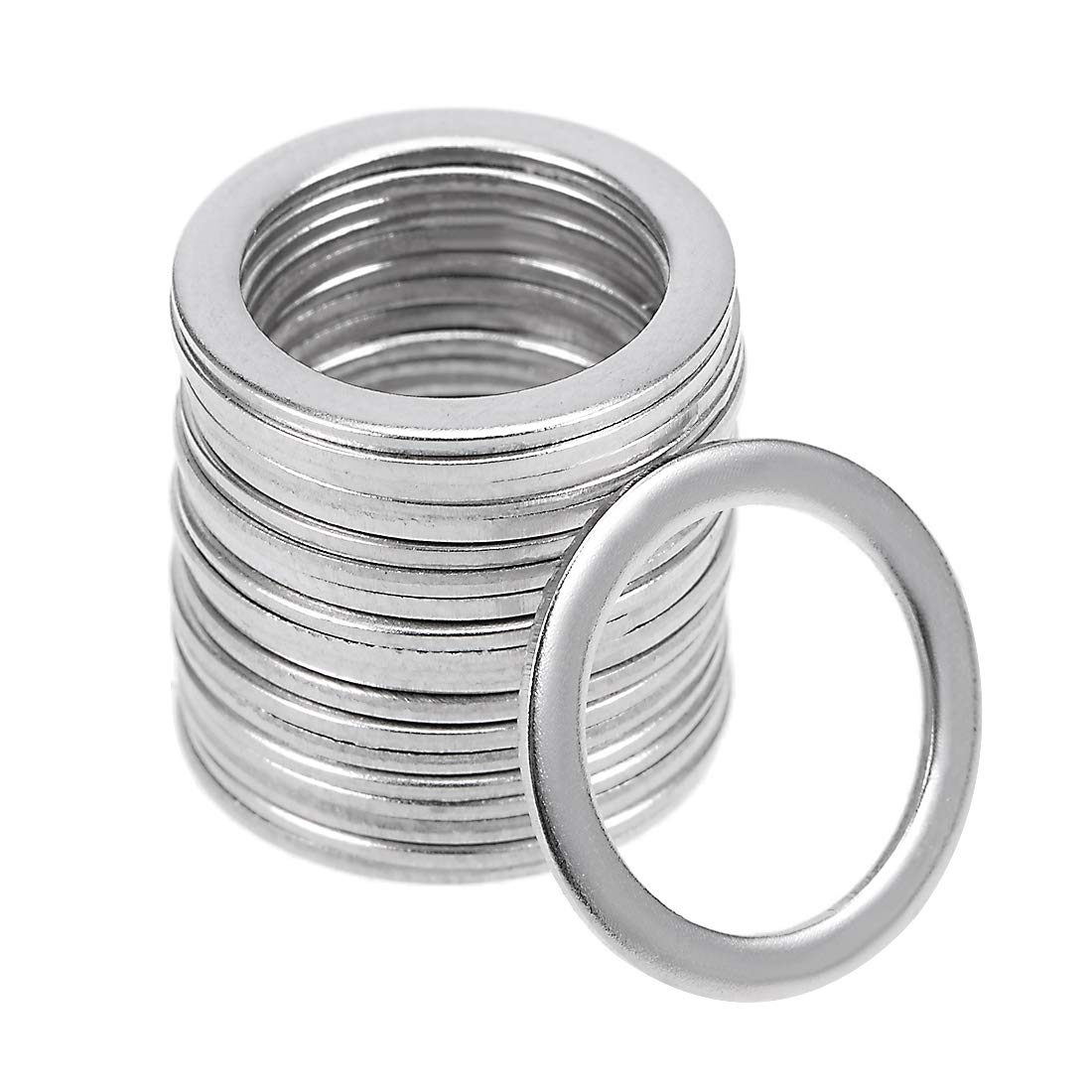 sourcing map 20 Pcs 10.5mm x 14mm x 0.8mm 304 Stainless Steel Flat Washer for Screw Bolt