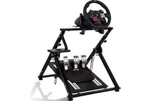 Minneer X-Shape Foldable Racing Steering Wheel Stand with Cup Holder Fit for Logitech/Thrustmaster/Fanatec G29/G920/G923/T248
