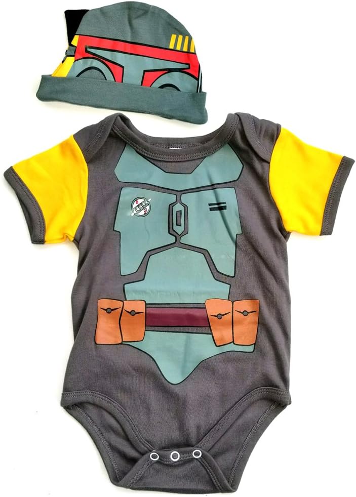Knitwits "Baby Fett" Onesie and Hat Bundle Outfit | Onesie Costume Bundle for Baby
