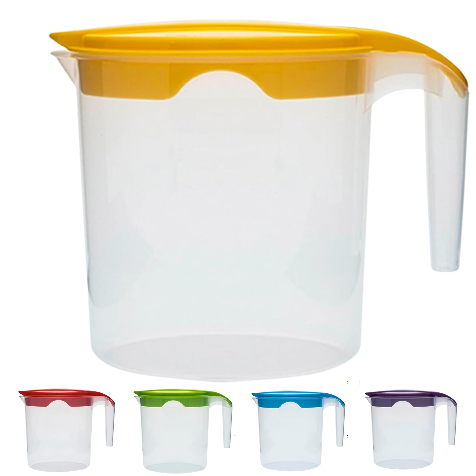 1 Liter Plastic Water Fruit Juices Jug Milk with Lid and Easy in Pouring (Yellow, 1)