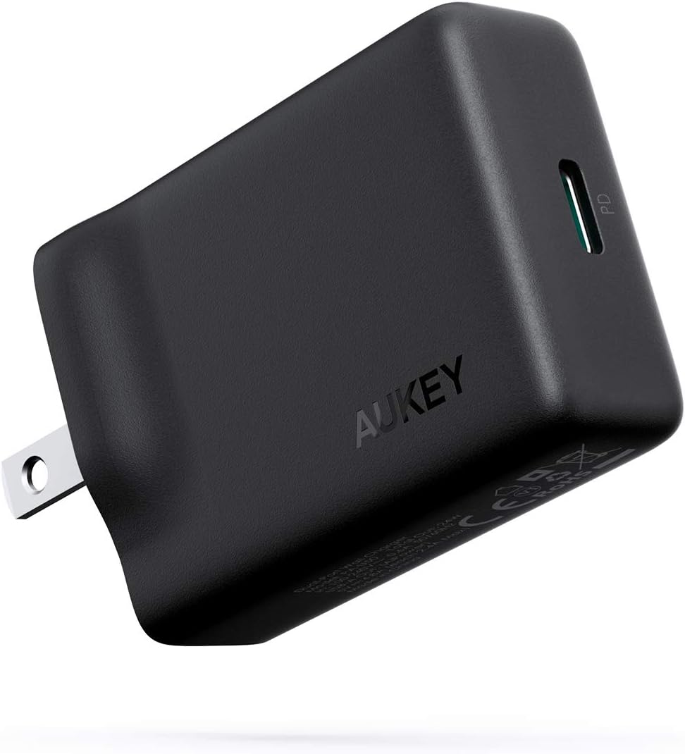 AUKEY USB C Charger with 27W Power Delivery 3.0, PD Charger with Foldable Plug, Fast Charger for MacBook, iPad Pro Air, iPhone SE, Google Pixel 4XL, Switch, AirPods Pro, Samsung S10, LG, Sony