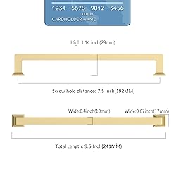 9BUILD 10 Pack 8.8 Inch Cabinet Handles Gold