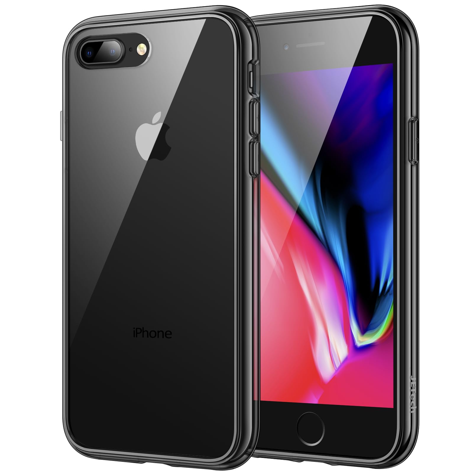 JETech Case for iPhone 8 Plus and iPhone 7 Plus 5.5-Inch, Non-Yellowing Shockproof Phone Bumper Cover, Anti-Scratch Clear Back (Black)