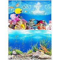 Amakunft 19.7" H x 40.2" W Aquarium Background Sticker, Seascape & Coral Reef Double Sides Wallpaper Fish Tank Backdrop Poster