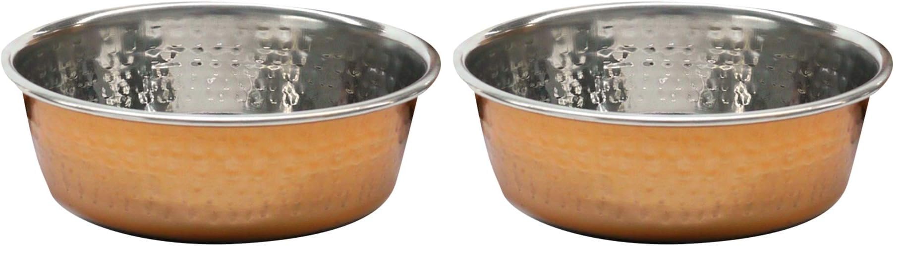 Deluxe Steel Hammered Copper Pet Bowl 1900ml 8.5", clear (Pack of 2)
