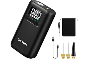 Cocosun Electric Ball Pump, Portable Sports Ball Pump with Precise Pressure Gauge and Digital LCD Display,2 Pins and 1 Spout,