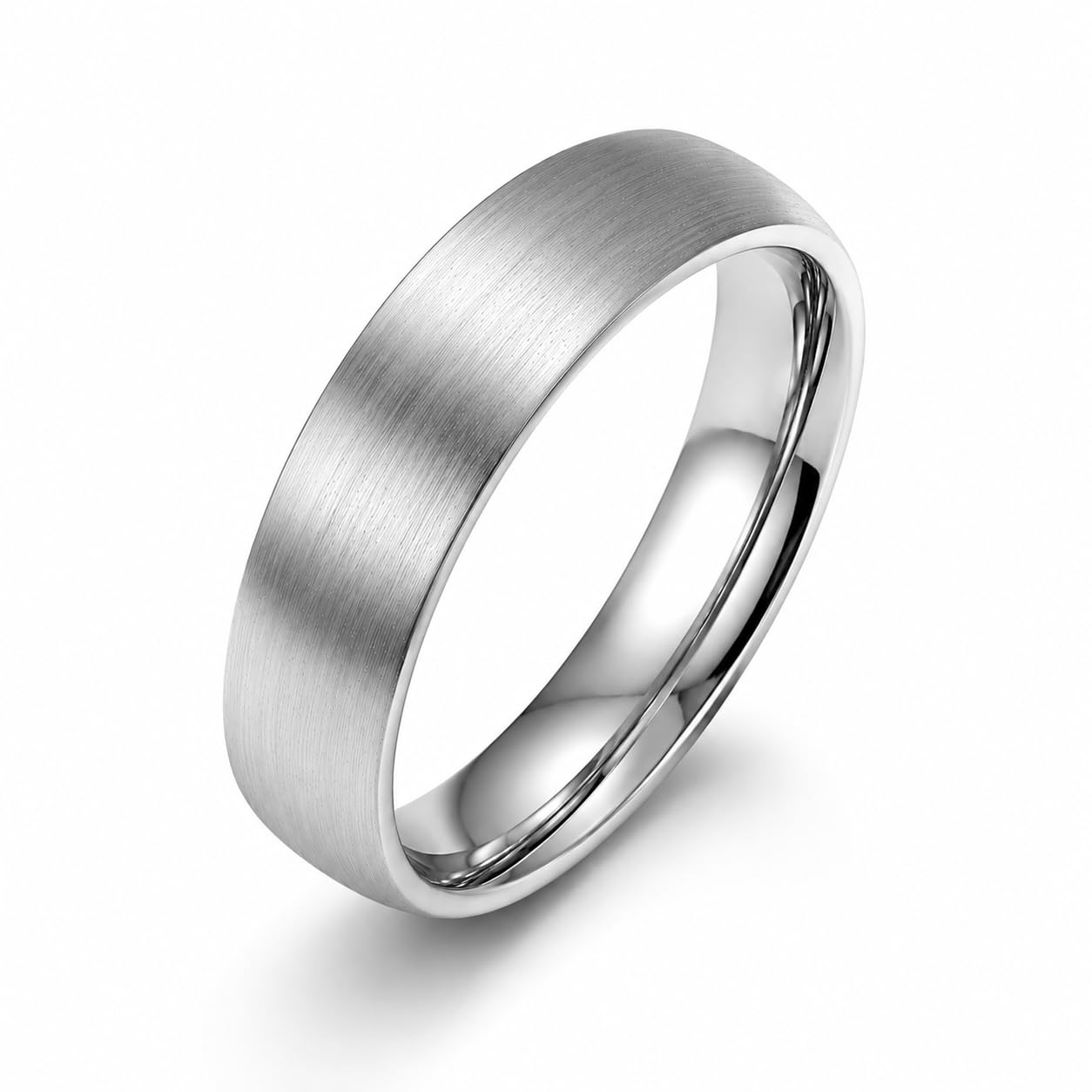 Anillo de boda de titanio cepillado de plata Gemini, ajuste cómodo