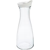 Grant Howard Beverage Glass Carafe and Decanter with White Screw Top, 1 L, Clear