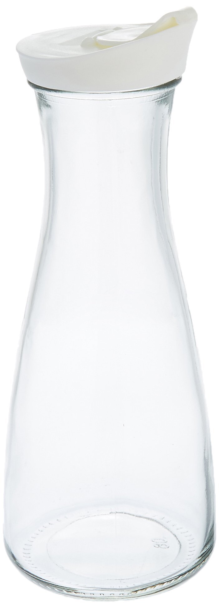 Grant Howard Beverage Glass Carafe and Decanter with White Screw Top, 1 L, Clear