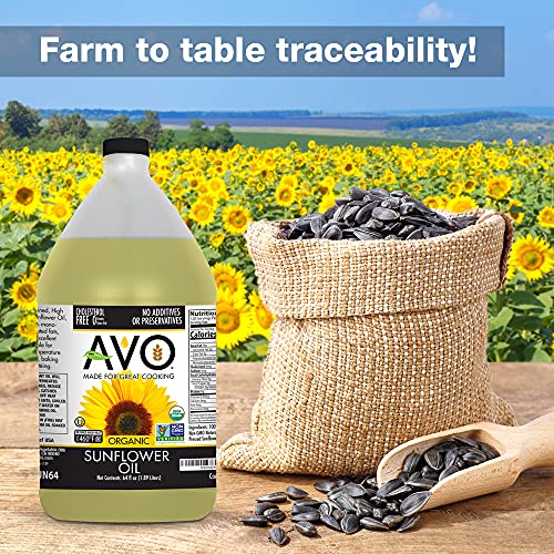 AVO ORGANIC 100 High Oleic SUNFLOWER Oil Frying, Baking, Nonstick