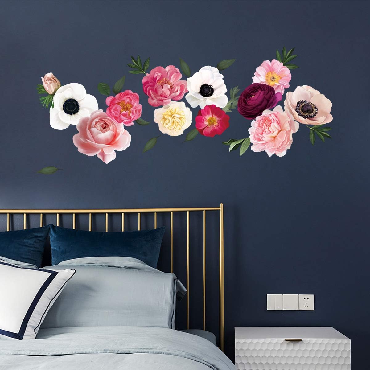 Decalmile Stickers Muraux Fleurs Pivoine Roses Autocollant Mural Decoration Murale Chambre Bebe Fille Salon Bureau Decoration De Chambre D Enfant Cuisine Et Maison Eng Bouldermicrofinance Org