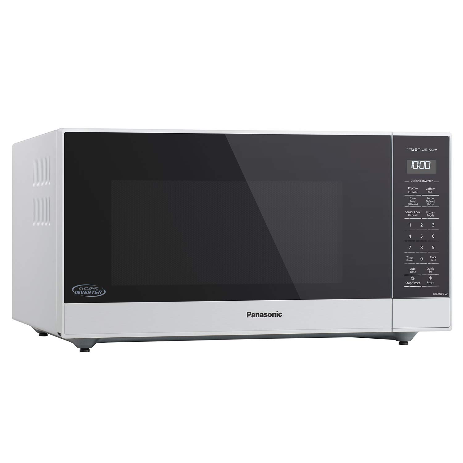 Panasonic NN-SN75LW cu.ft Cyclonic Inverter Countertop Microwave Oven 1250Watt Power with Genius Sensor Cooking, 1.6 cft, White