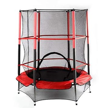 Jiasj Trampolin Mini-Trampolin mit Sicherheits- und Rocknetz, elastisches Seil Trampolin, Durchmesser 140 cm, Tragfähigkeit 5