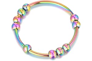 SERYNOW Gold Silver Fidget Ring Anxiety Rings for Women, Anxiety Relief Rings Size 5-10 Beads Fidget Spinner Anxiety Ring for Girls Men