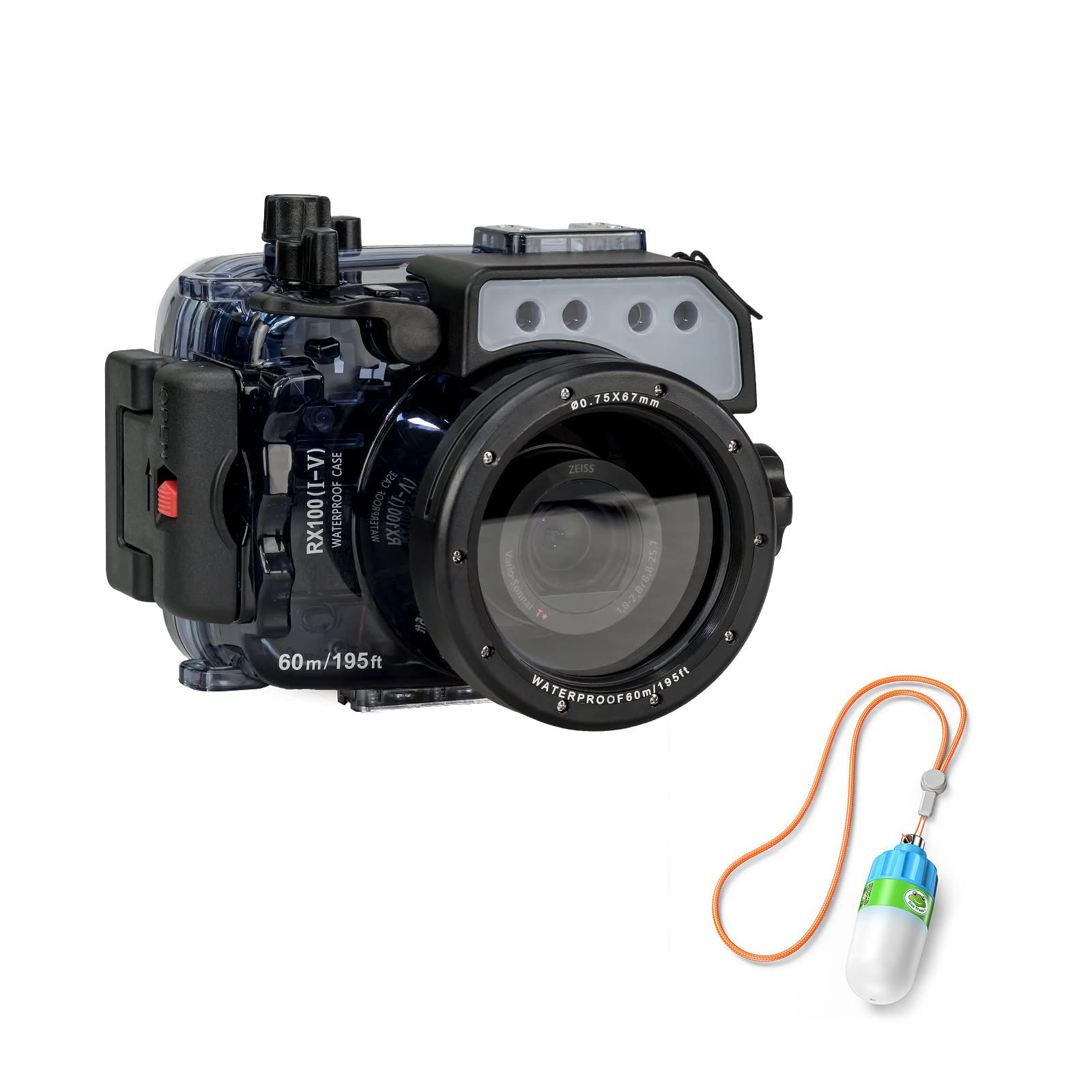 Sea frogs 195FT/60M Underwater Waterproof Camera Diving housing case for Sony DSC RX100 RX100II RX100III RX100IV RX100V RX100I-V (Housing + Red Filter)