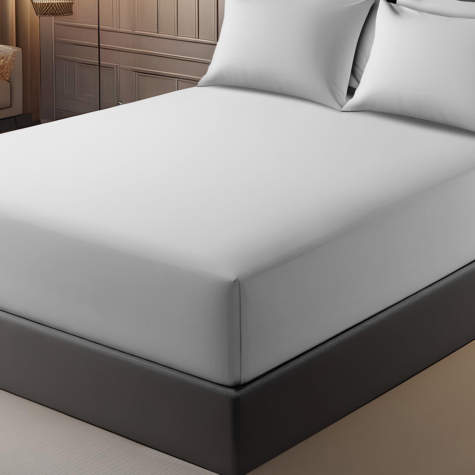 Pamposh Single Fitted Sheet Extra Deep Pocket 40 cm (16 inches) Durable Elastic Bed Sheets - Premium Brushed Microfibre Fitted Sheet Single Bed - Ultrasoft Hypoallergenic Fade Resistant