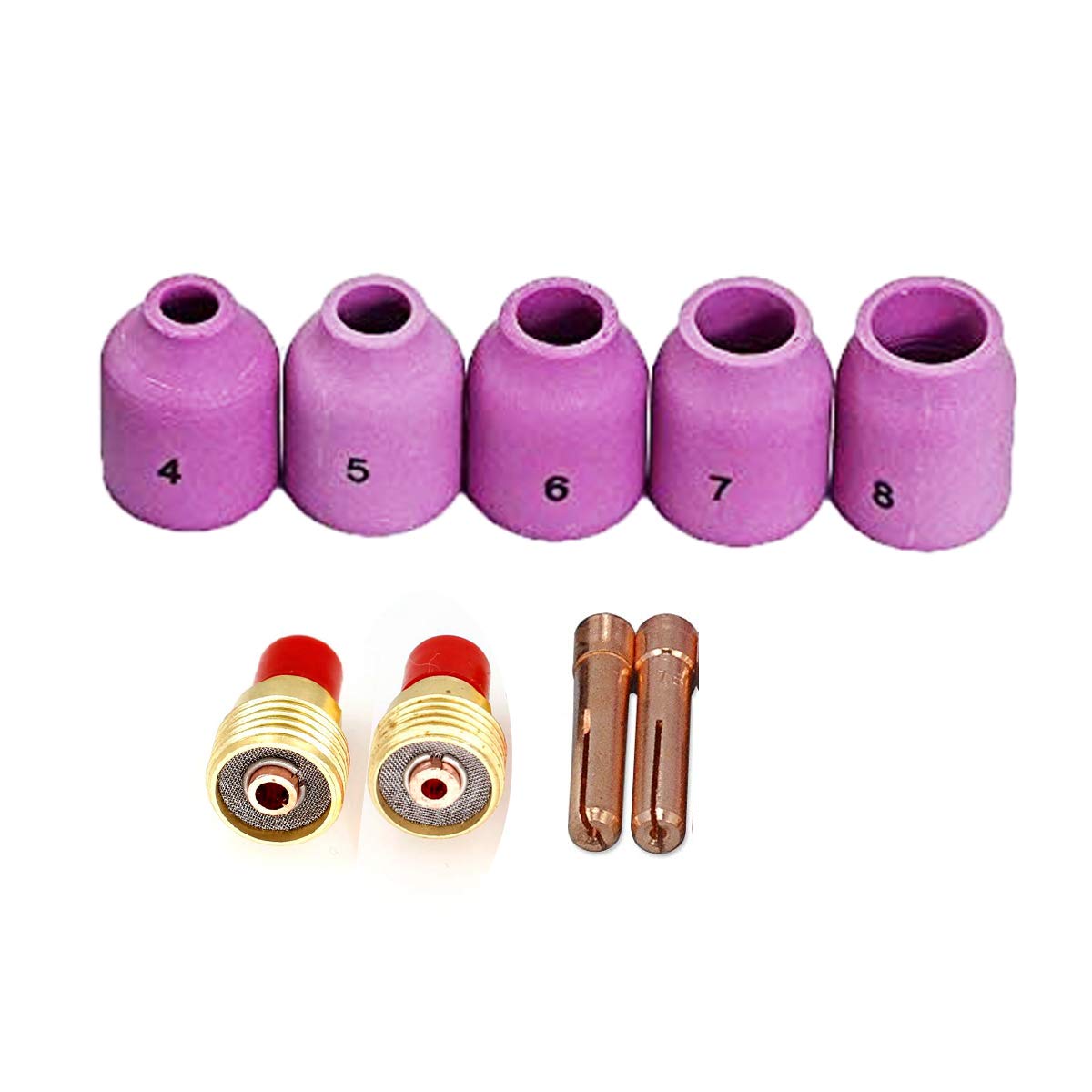 5 Pezzi Corpo Pinza Per Lenti Gas Saldatura TIG - Modello 45V44, Foro 2.4mm, In Rame - Foto 8