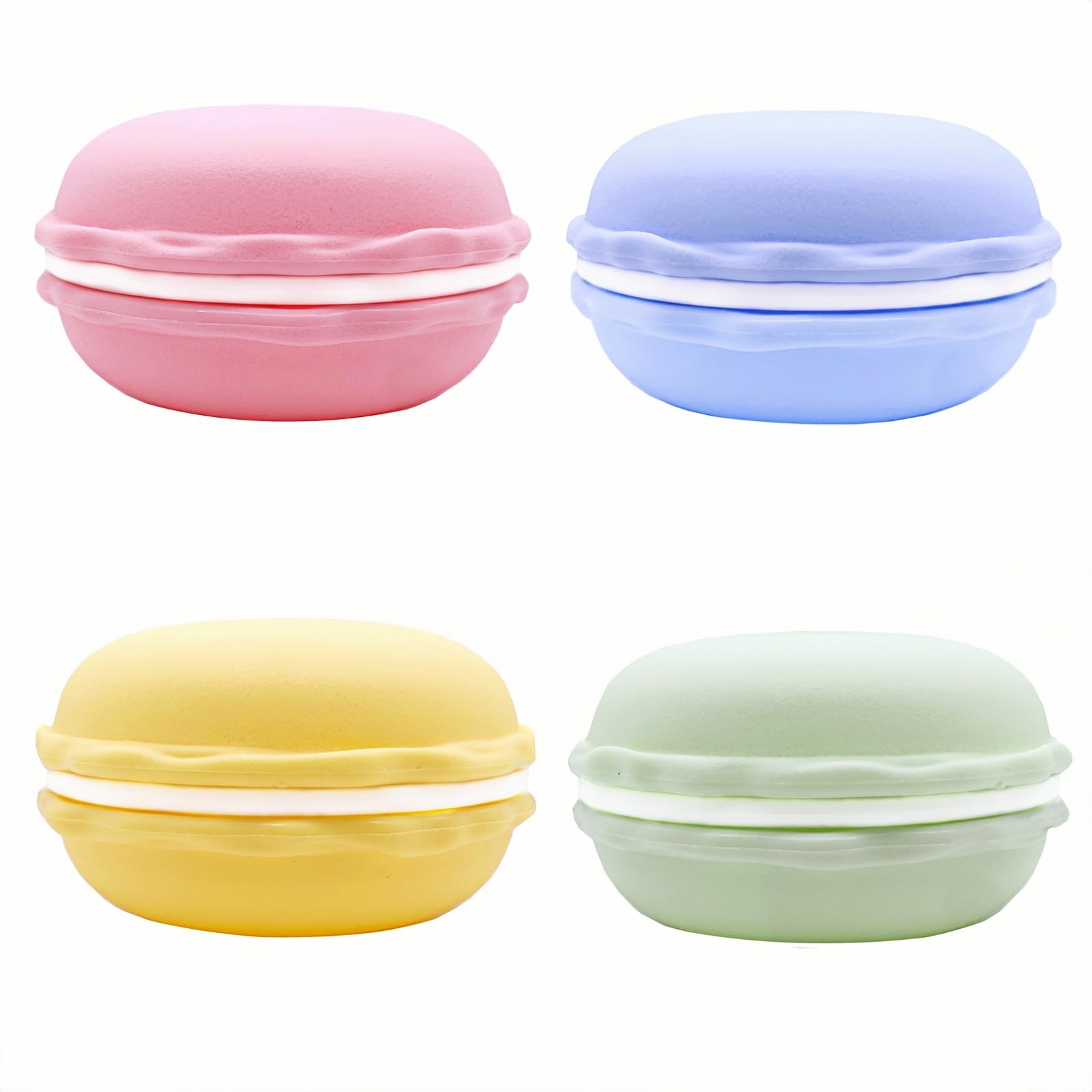 Photo 1 of HAN SHENG 4 Pack Large 4 Inch Macaron Jewelry Organizer Box - Decorative Earring Storage Case Container for Earrings, Rings, Necklaces (Blue, Green, Pink, Yellow)