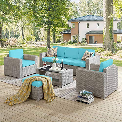 Tribesigns 7 Piece Patio Sofa PE Wicker Rattan Sectional Sofa Set Patio