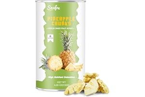 SNAFRE Freeze Dried Pineapple Chunks, Freeze Dried Fruit, 130G/4.58OZ Frozen Pineapple for yogurt, cereal, baking, milkshakes, No Additives, Crispy Taste