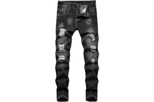 Maiyifu-GJ Boy's Slim Straight Fit Ripped Jeans Destroyed Distressed Denim Jeans Kids Classic Washed Jean Pants with Holes
