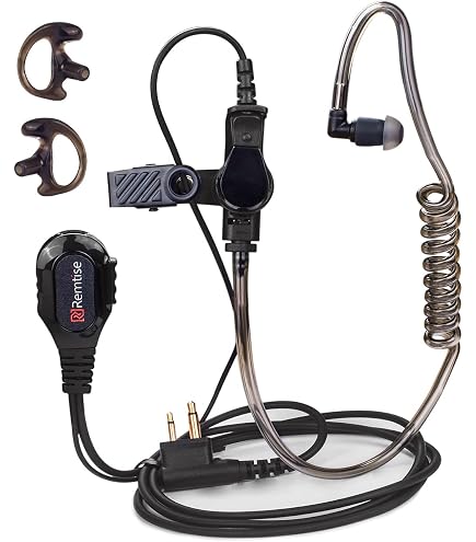 Oreillette En G Avec Micro PTT - Compatible Baofeng, Kenwood (UV-5R, UV-82, BF-888S) - Crochet Réversible, Câble Rétractable - Pour Chantier, Randonnée, Sécurité - 7