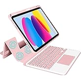 Keyboard Case for iPad (A16) 11th 10th Generation 11 inch 2025, Multi-Touch Trackpad, Wireless, Magnetic Detachable Bluetooth Keyboard Case with Pencil Holder for iPad 10th Gen 10.9 inch 2022 (Pink)